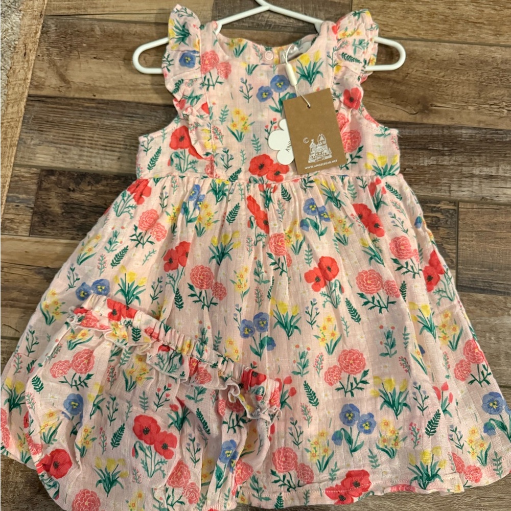 Angel Dear Pink Floral Kids Dress with Bloomers